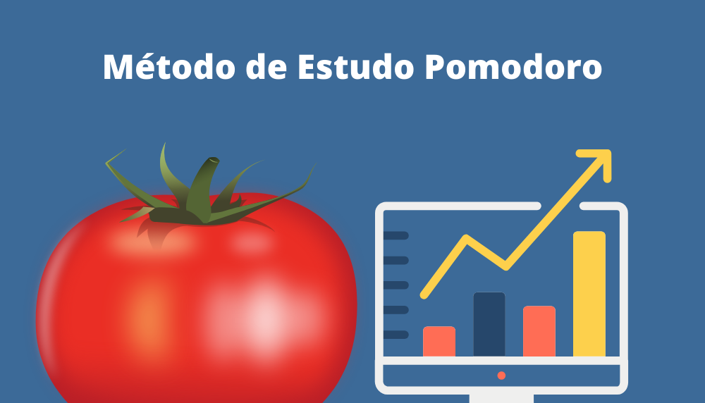 gráfico e o tomate representando o método de estudo pomodo